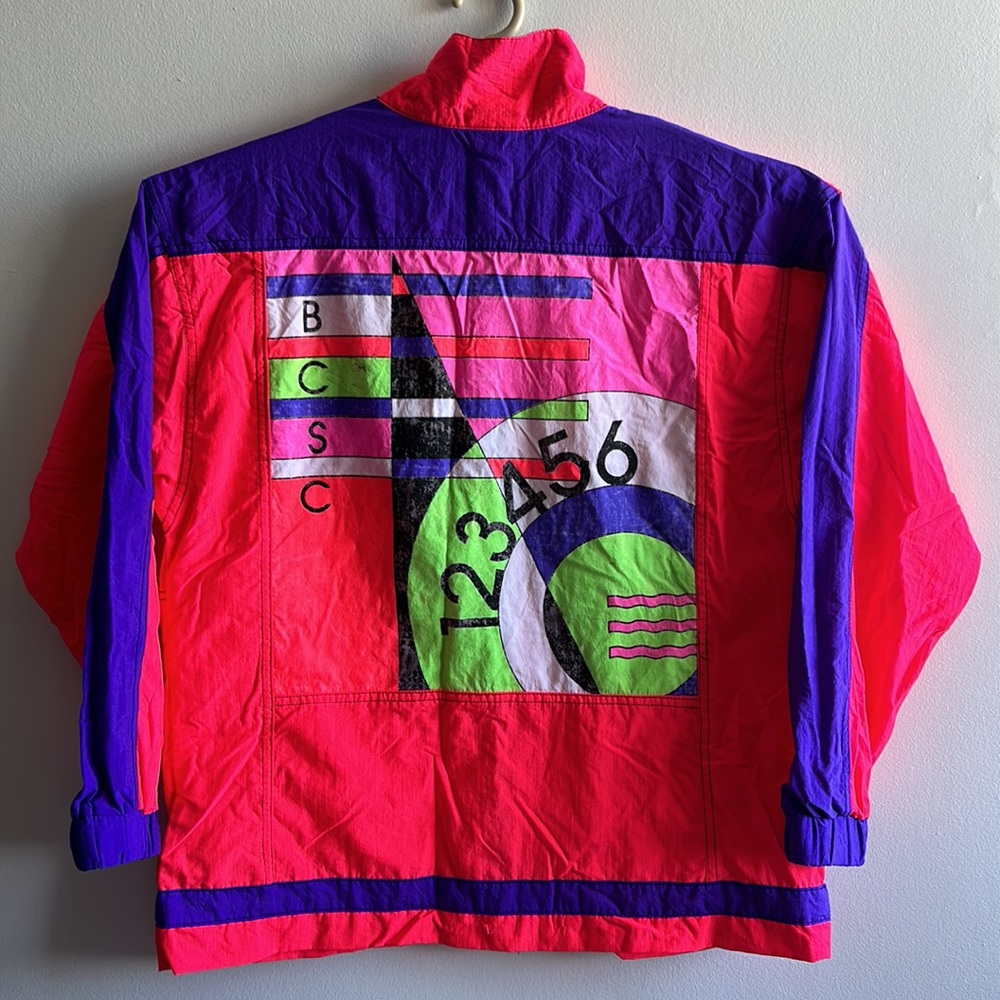 Vintage 80s Bay Club Active Windbreaker Size Small Pink & Purple .
